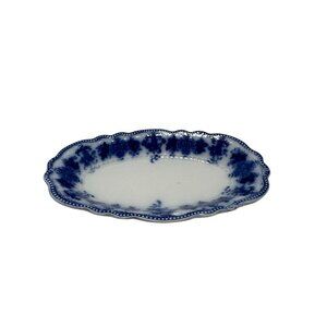 Flow Blue W.H. Grindley & Co. CLARENCE Pattern c 1890 Relish Serving Dish 8.5”